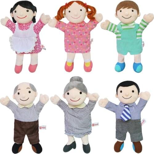 Plush Puppets soft grandpa Dad family finger glove hand educational bed story learning Funny girls toys boys finger dolls