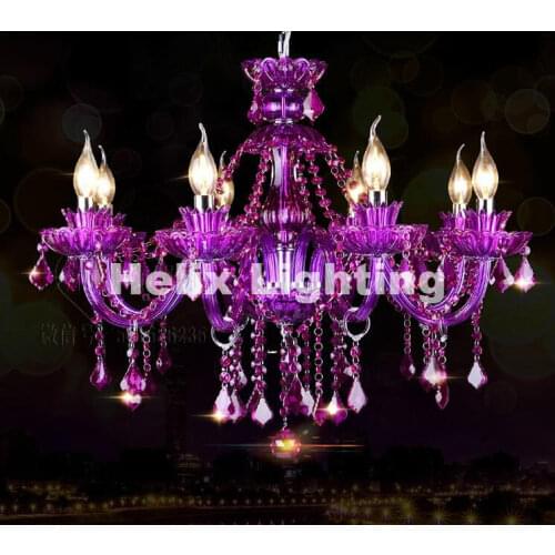 Luxurious Purple luxury chandelier LED 6/8/12+6L Design Purple crystal chandelier Fashion Purple crystal lamp hanging lighting