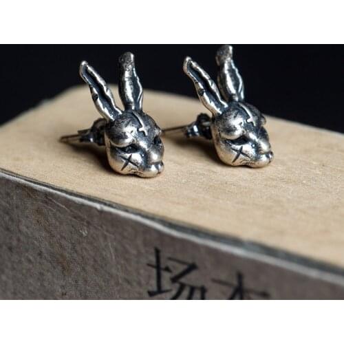 925 Sterling Silver Rabbit Stud Earrings Cute Women Earrings Vintage Party Wedding Jewelry Gifts for Girls Women Jewelry Lovely