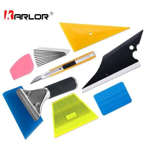 8pcs/set Auto Car Squeegee Scraper Vinyl Film Sticker Wrapping Installation Tools Vinyl Cutter With 10pcs Knives Car Accessories