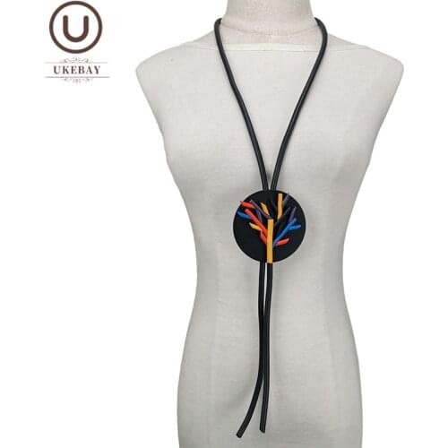 UKEBAY New Multicolor Tree Necklace Handmade Jewelry Women Long Pendant Necklaces For Party Rubber Meterial Ethnic Clothes Chain