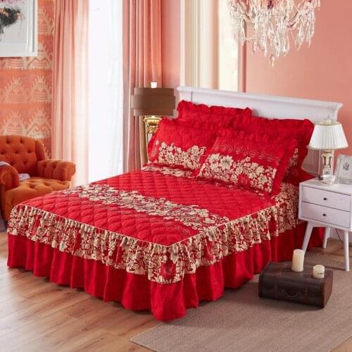 40 Bed Skirt Double Lace Bed Skirt Bedspread Polyester Bed Sheet for Wedding Housewarming Gift Bed Cover with Elastic Band