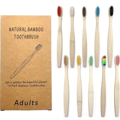 10PCS Individual Package Natural Bamboo Toothbrush Set Soft Bristle Charcoal Teeth Whitening Bamboo Toothbrushes Oral Care