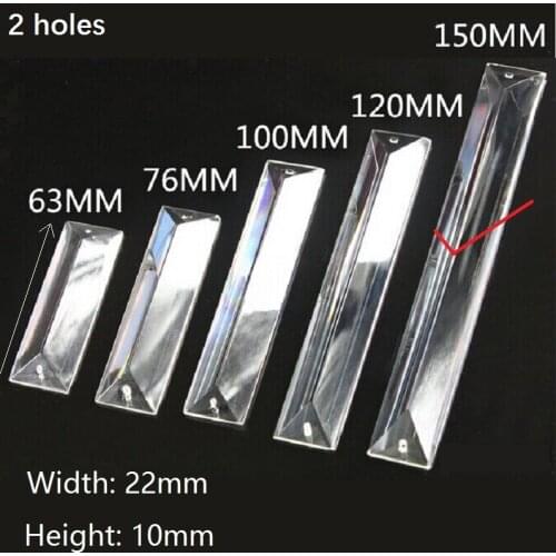10pcs/lot 22*150MM machine grinding clear triangle crystal bar prism chandelier crystal in 2 holes Home Curtain Accessories