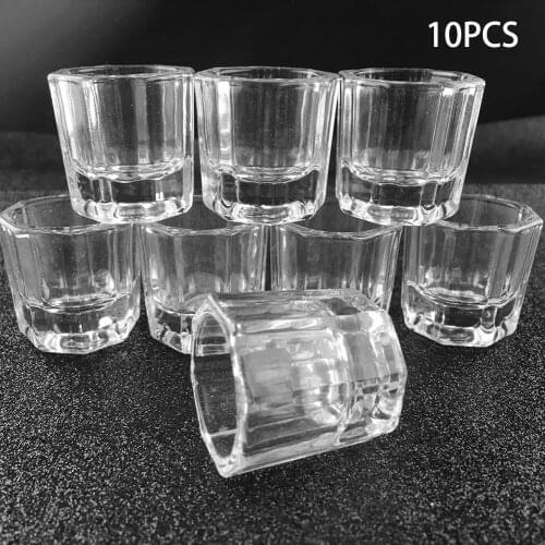 10pcs Transparent Glass Bowl Cups Nail Manicure Salon Tools Acrylic Powder Container Nail Equipment Supply Tools DIY for Women