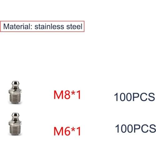 304 stainless steel M6x1 M8×1 NPT Standard Male Thread Oil Grease Nipples Fittings for Grease Gun Nozzles