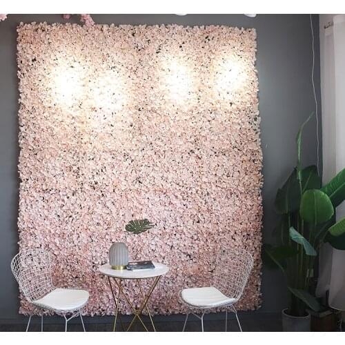 40x60cm Artificial Flower Panels Wedding Decoration Backdrop Champagne Silk Rose Fake Flowers Hydrangea Wall Backdrop