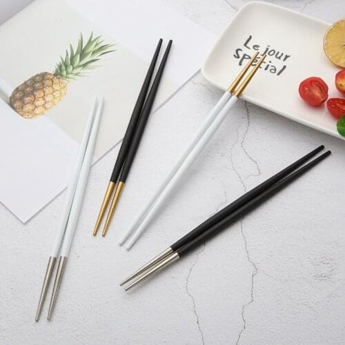 9.21'' 5 Pairs Gold Silver Chopstick Non-slip 304 Stainless Steel Chopsticks Reusable Food Grade Chop Stick Dinnerware For Sushi