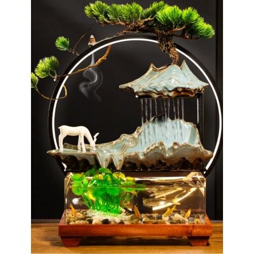 Zq Lucky Flowing Water Ornaments Creative Home Waterscape Fish Tank Circulating Water Decoration Housewarming Opening-up Gifts