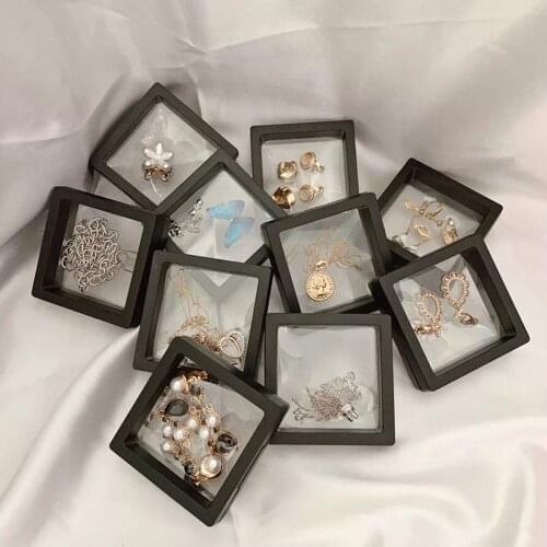 Anti-oxidation Transparent Square Earrings Storage Box Protective Film Display Bracelet Necklace Jewelry PE Film Suspension Box