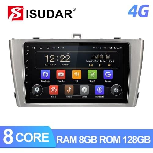 ISUDAR T72 QLED Android 10 Car Multimedia Radio For Toyota Avensis GPS Stereo System Voice Control 8 Core ROM 128G FM 4G no 2din