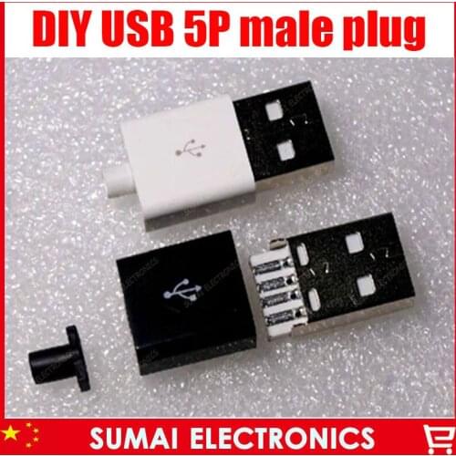 Free Shipping 10sets wire bonding 3 in 1 wire welding type A USB plug USB male white&black a-pple plastic shell