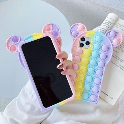 Fidget Toys Phone Case for Iphone 11 Pro 12 Promax Coque Push bubble Stress Relief Smartphone Cases Cute Fundas
