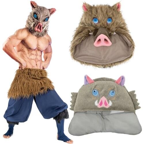 Demon Slayer: Kimetsu no Yaiba Inosuke Hashibira Cosplay Costume Set Mask Pants Apron Foot Cover Suit Props