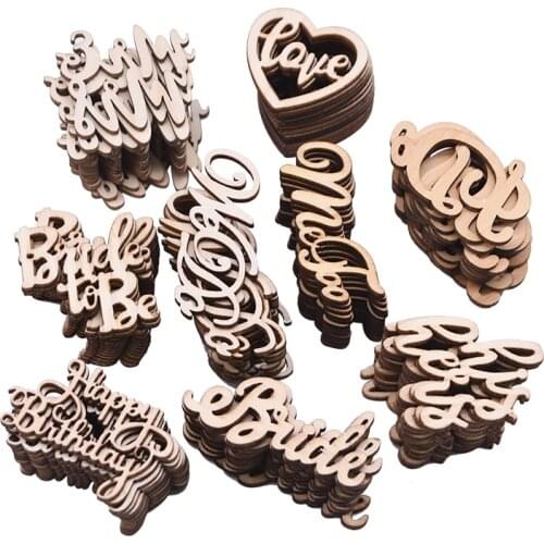 Wooden Love Heart Wood Letter Slices Laser Cut Happy Birthday Just Married Wood Crafts For Wedding Birthday Party Table Confetti