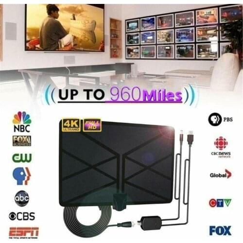 OOTDTY 960 Miles TV Aerial Indoor Amplified Digital HDTV Antenna 4K HD TV 1080p Antenna For Digital TV
