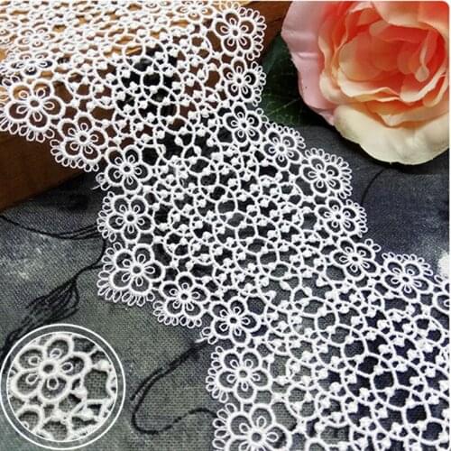 GXINUG 1 yard 9cm Water Soluble Flower Lace Dot Trim Ribbon Dress Applique Embroidered DIY Sewing Craft