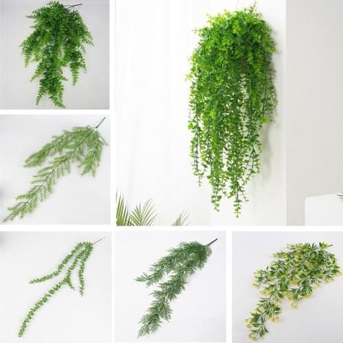 Artificial Hanging Plants Green Plant leaves Wall Hanging Ivy Vine Home Garden Wedding Party Decoration Wreath Fake Vine