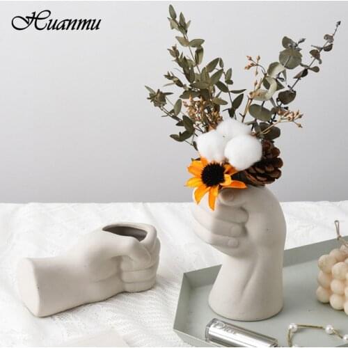 Ceramic Vase Home Handicraft Decoration Fist Body Art Vase Living Room Dried Flowers Vases Desktop Ornaments Room Decor ваза
