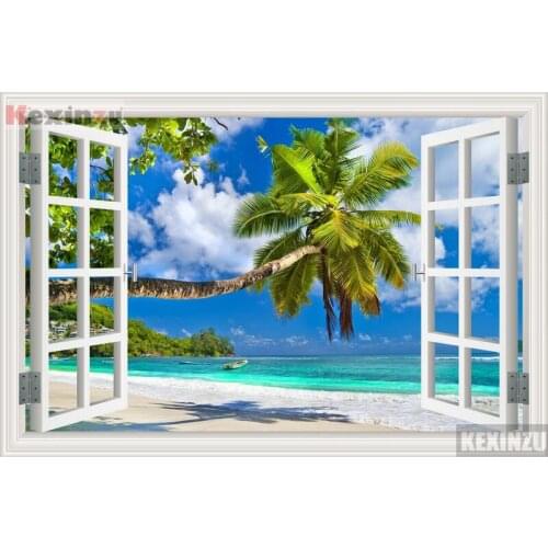 Kexinzu Full Square/Round 5D Diy Diamond Painting Cross Stitch "Window Scenery " Diamond 3D Embroidery Mosaic Home Decor 040