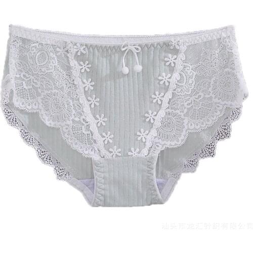 Koreas snow day ~ lovely lace perspective cotton bowknot plush ball triangle underwear female