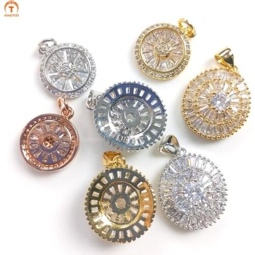 5pcs Cubic Zircon Round Pendant Charm Fashion Brass Gold Silver Rose Gold CZ Star Pendant Necklaces For Women Jewelry Finding