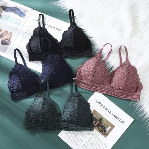 Linbaiway Sexy Lace Bras for Women Triangle Cup Bralette Lingerie Wireless Push Up Bralette Seamless Underwear Mujer Brassiere