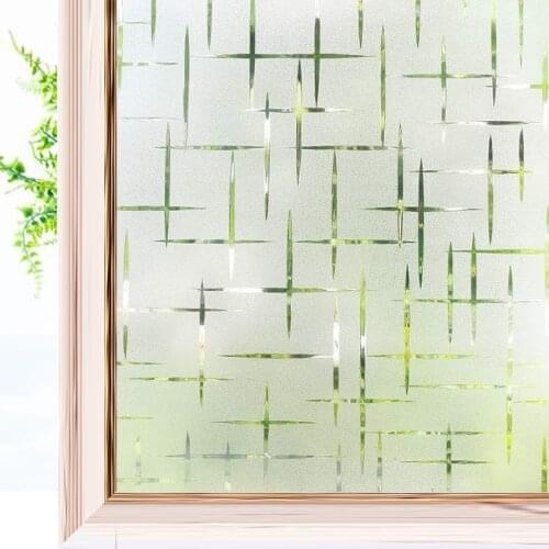 Frosted Privacy Window Film Non-Adhesive Self Static Cling Window Covering UV Protection Glass Stickers Decor Home Office Cross