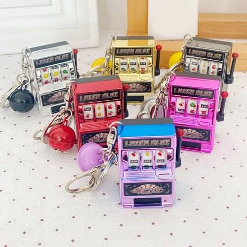 Mini Slot Machine Toy Keychain Creatives Interesting Keychain Works Great as Stress Reliever for Kids Adults LXH
