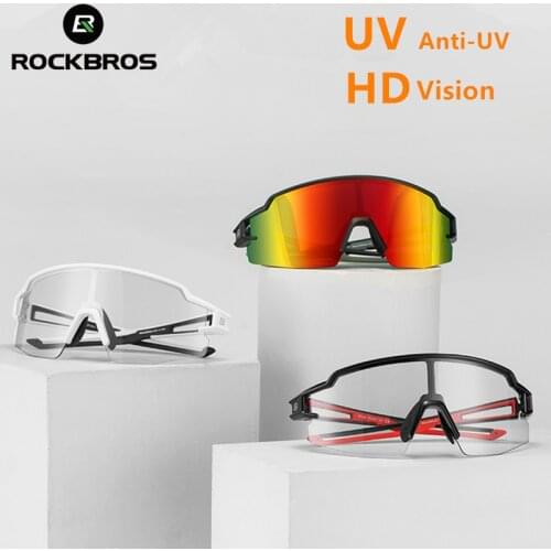ROCKBROS Photochromic Cycling Glasses Polarized Cycling Eyewear Goggles Built-in Myopia Frame Sports Sunglasses For Men Women