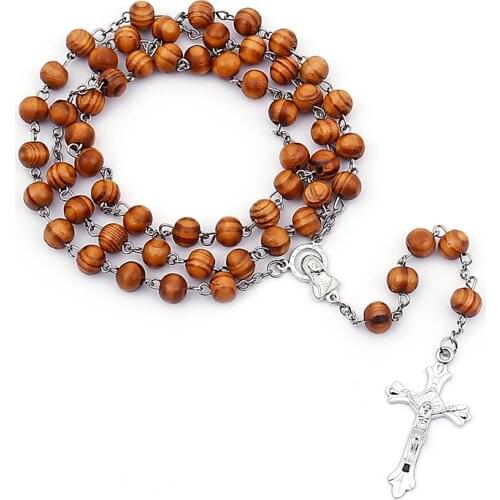 Wholesale Charms Jesus Cross Rosary Necklace Vintage Cross Pendant Jewelry 2021 Trend Catholic Necklace Gifts Zinc Alloy NEW