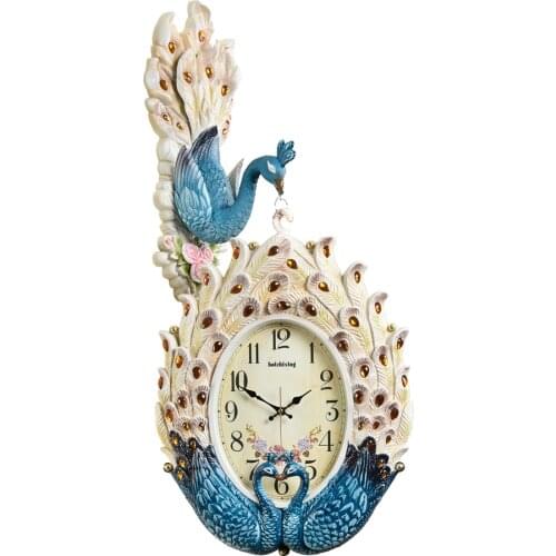 Peacock Luxury Wall Clock Digital Vintage Large Decorative Creative Wall Clocks Reloj De Pared Moderno Home Decor Clock OO50WC