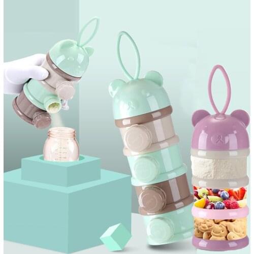 3 / 4 layers Bear Style Portable Baby Food Storage Box Essential Cereal Infant Milk Powder Box Toddle Snacks Container ZXH