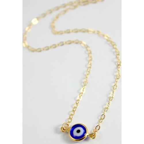 Simple Evil Eye Thin Pendant Necklace Turkish Lucky Fashion Gold Sliver Color Choker Chain For Women Daily Gifts Jewelry