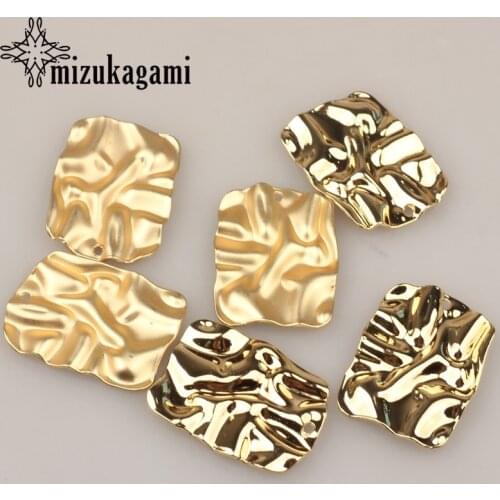6pcs/lot 25*35mm Zinc Alloy Gold Distorted Geometric 3D Rectangular Charms For DIY Jewelry Fashion Earrings Making Accessories