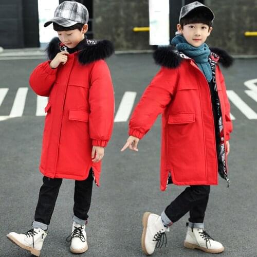 Big Girls Down Jacket 2019 New Winter Coat Kids Loose Hooded Raccoon Fur Casual Print Girls Down Outwear Girls Snow Wear Jacket