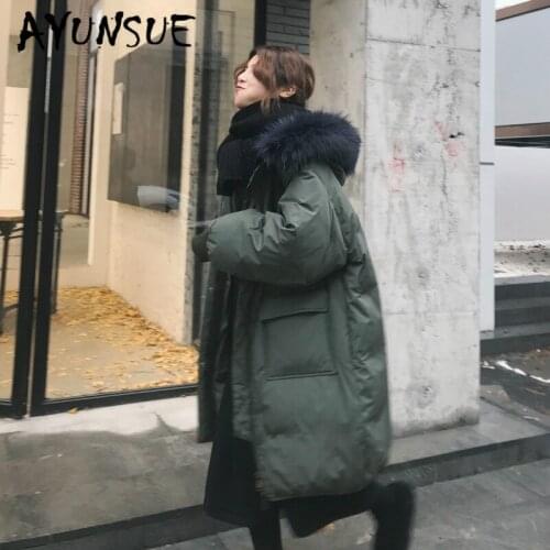 90% White White Duck Down Jacket Women Clothes 2020 Winter Coat Women Raccoon Fur Collar Puffer Jacket Women Warm Parka YY2196