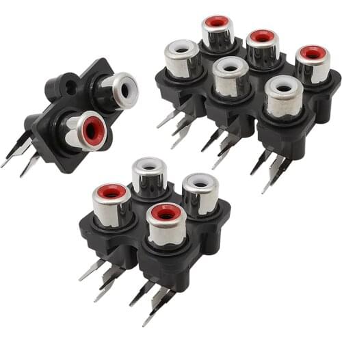 1Pcs 2/4/6 Hole RCA Female Jack Stereo Audio Video Connector RCA Input Socket Signal AV Audio Connectors