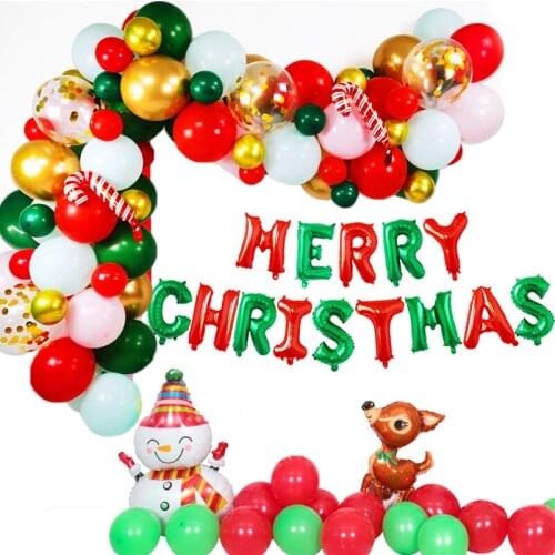 Christmas Balloons Garland Arch Kit Candy Merry Christmas Foil Balloon Xmas Party Decorations 3D Snowman Elk Globos Navidad