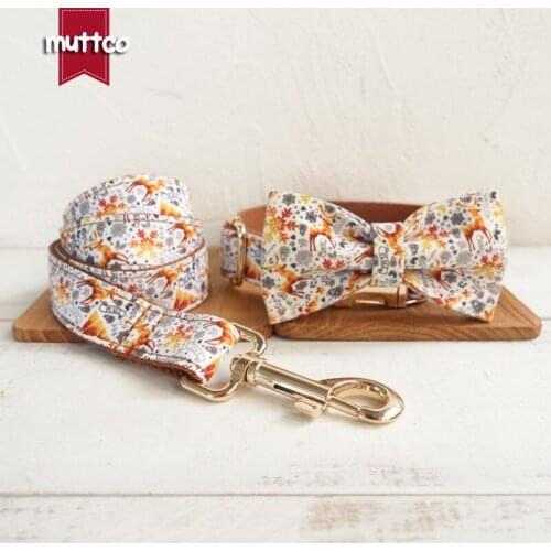 MUTTCO self-design personalized collar THE GOLDEN CHRISTMAS adjustable dog collars leashes with bow tie 5 sizes UDC061J