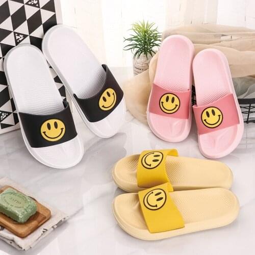 Summer Thick Platform Smile Print Slippers For Women Men Beach Eva Soft Sole Slide Sandals Leisure Ladies Indoor Anti-slip Shoes