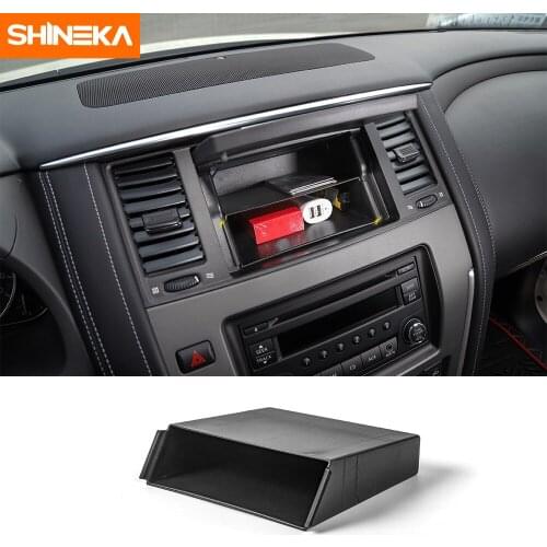 SHINEKA Car Styling Dashboard Instrument Storage Box Bag Cover for Nissan Patrol 2017+ Without GPS Screen Interior Accessories