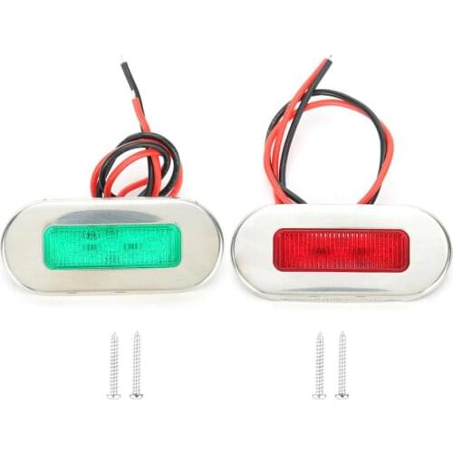 12V Stainless Steel Marine LED Navigation Signal Light Warning Lamp Waterproof Indicator Light for Boat Yacht Red/Green