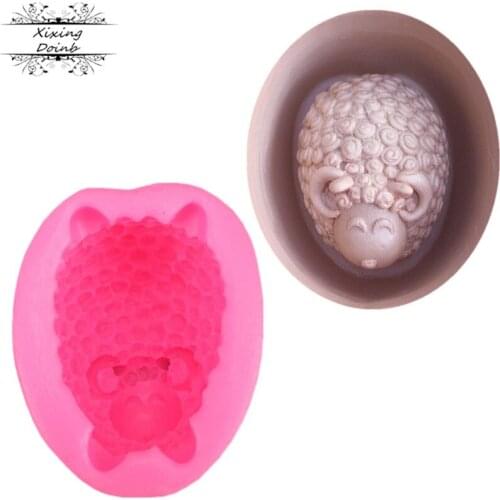3D sheep shape silicone mold sugar technology fudge chocolate mold cake decoration tool DIY Soap Candle Mold