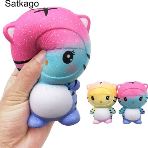 Besegad Squishies Cute Kawaii Tiger Toy Slow Rising for Children Adults Relieves Stress Anxiety Home Decoration