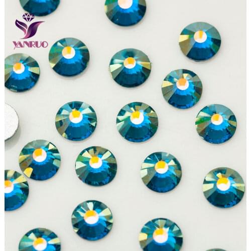 YANRUO Blue Zircon AB (229 AB) Non Hotfix DIY Rhinestones Flatback Crystal Stones for Dress
