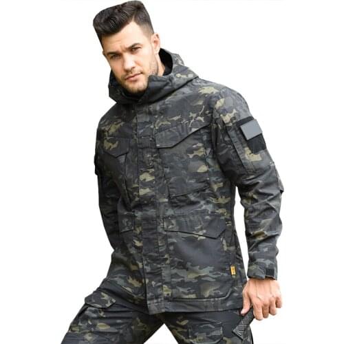 HAN WILD M65 Tactical Jackets Windbreaker Hiking Camping Jackets Outdoor Hoodie Sports Coat Men Multi-pocket Jackets Waterproof