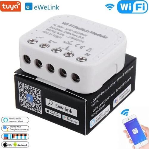 Tuya/ Ewelink Smart Wifi Switch Module DIY Breaker App Control 16A 2 way Smart Switch Works With Alexa Google Home