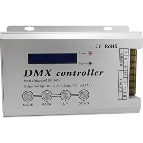 Input AC100-240V Neon Flex LED Strip DMX decoder with XLR3 and RJ45 AC110V AC220V LED Neon Light DMX512 controller Max