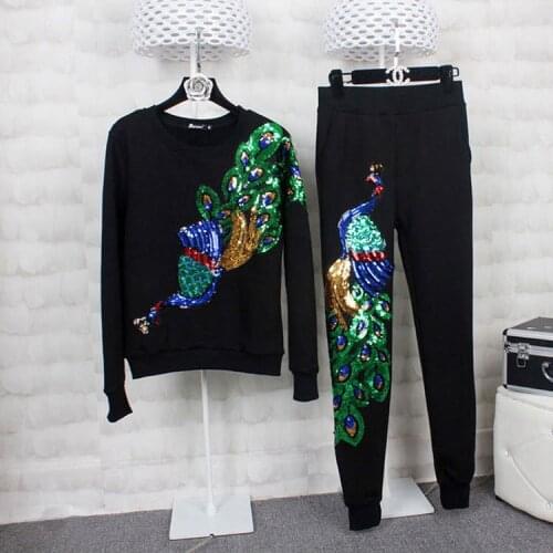 Embroidery Peacock lace sequins applique paillette fabric sweater clothes patch t-shirt diy decoration
